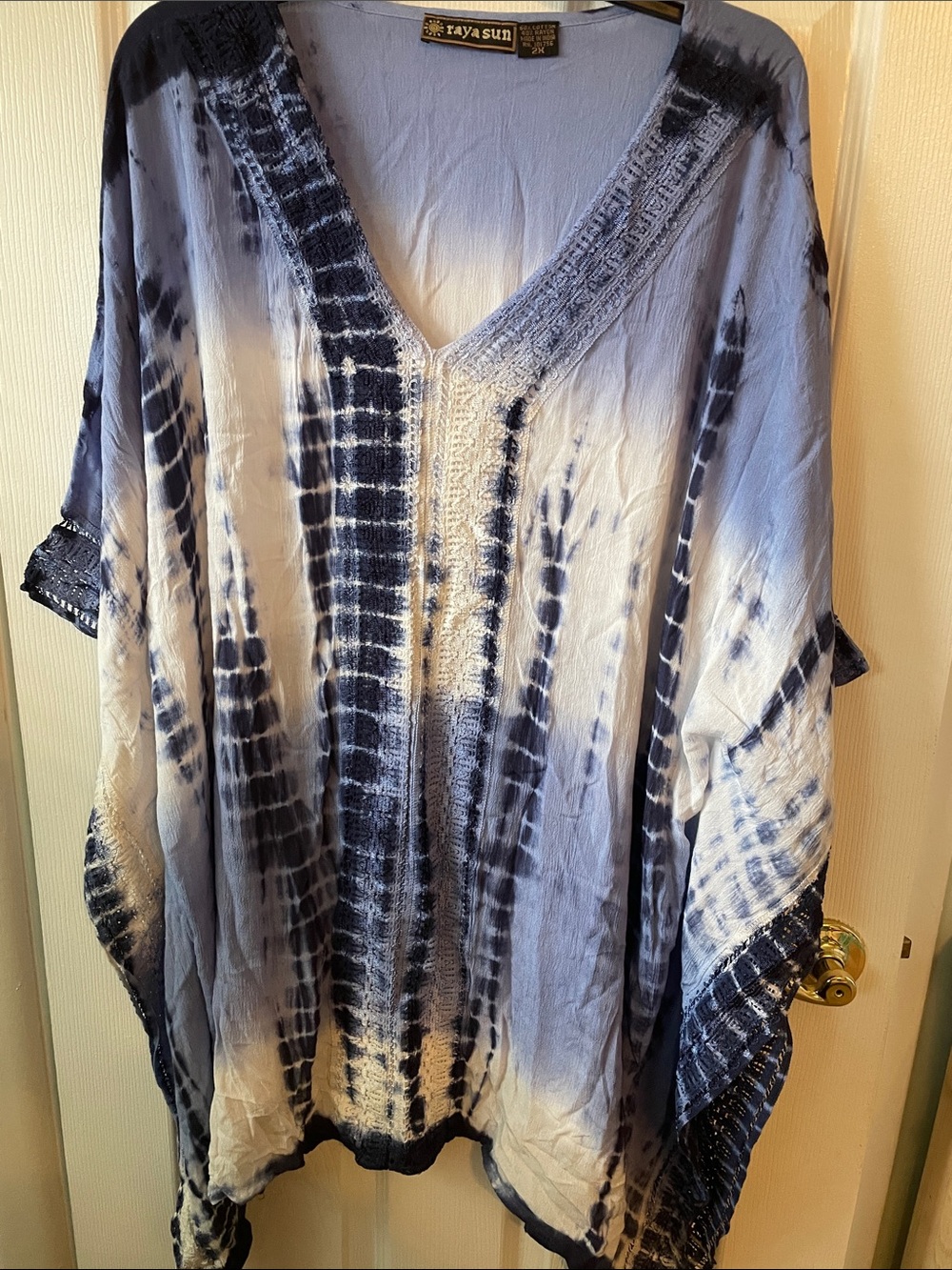 raya sun Light Blue V-Neck Flowing Tunic